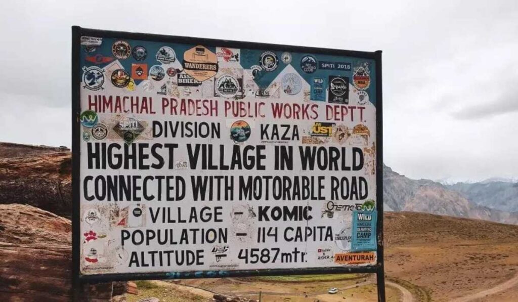 highest village in the world connected by a motorable road