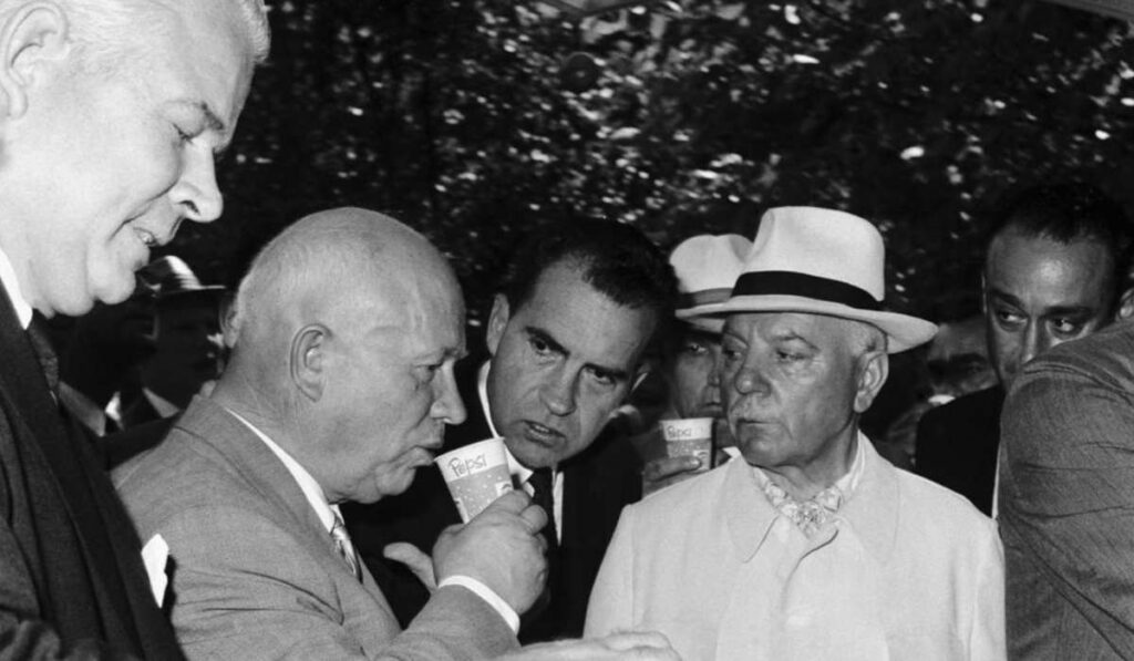 Soviet leader Nikita Khrushchev drinking pepsi